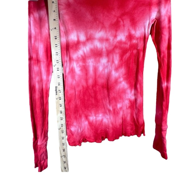 Helmut Lang Tie-Dye Scoop Neck Long Sleeve 100% Cotton Women's Small Red - Picture 9 of 12